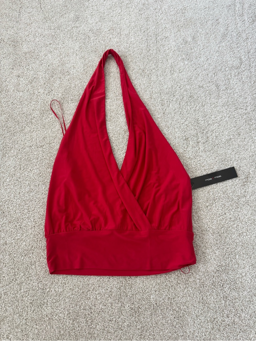 Bright Red Backless Halter Wrap Crop Top NWT size Small